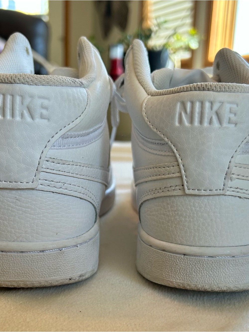 Nike Court Vision Mid Next Nature White Leather Women’s Sneakers Sz 9 - Picture 3 of 6